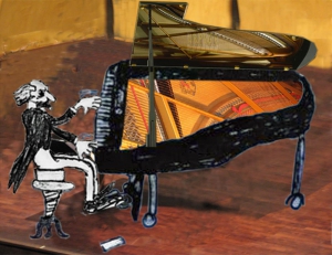 Le pianiste, un musicien exigeant, le maestro, un musicien d'exception. Illustration de Julia -classe de Chantal Lamarre au CRR d'Annecy