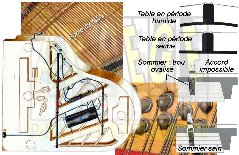 Effet sur le piano d'une hygromètrie insatisfaisante