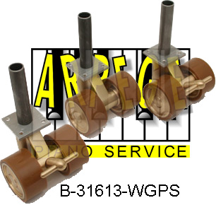 B-31613-WGPS Roues de piano à queue, P.U., brun-clair, laiton, 2 freins, tenon 20 mm ou 23 mm, B-31603 ou tenon YAMAHA B-316042 et B-316043