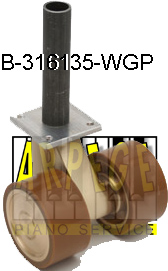 B-316135-WGP Roues de piano à queue, P.U., brun-clair, laiton, tenon 20 mm ou 23 mm, B-31603 ou tenon 28 mm, B-31604 ou tenon YAMAHA B-316042 et B-316043