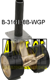 B-316138B-WGP Roues de piano à queue, P.U., noir, laiton, avec frein, tenon 20 mm B-31603 ou 28 mm, B-31604 ou tenon YAMAHA B-316042 et B-316043