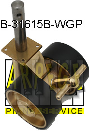 B-31615B-WGP Roues de piano à queue, avec tenon, synthétique, noir, avec frein, diamètre 95 mm, hauteur totale 112 mm