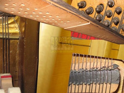 Causes du désaccord d'un piano, dommages des bois de lutherie fragilisant la tenue d'accord