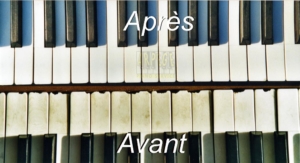 Entretienet réparation des touches d’un piano, revêtement d'ivoire et d'ébène