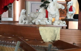 Accord piano sous observation famille d'ours polaires en vilégiature dans les Alpes