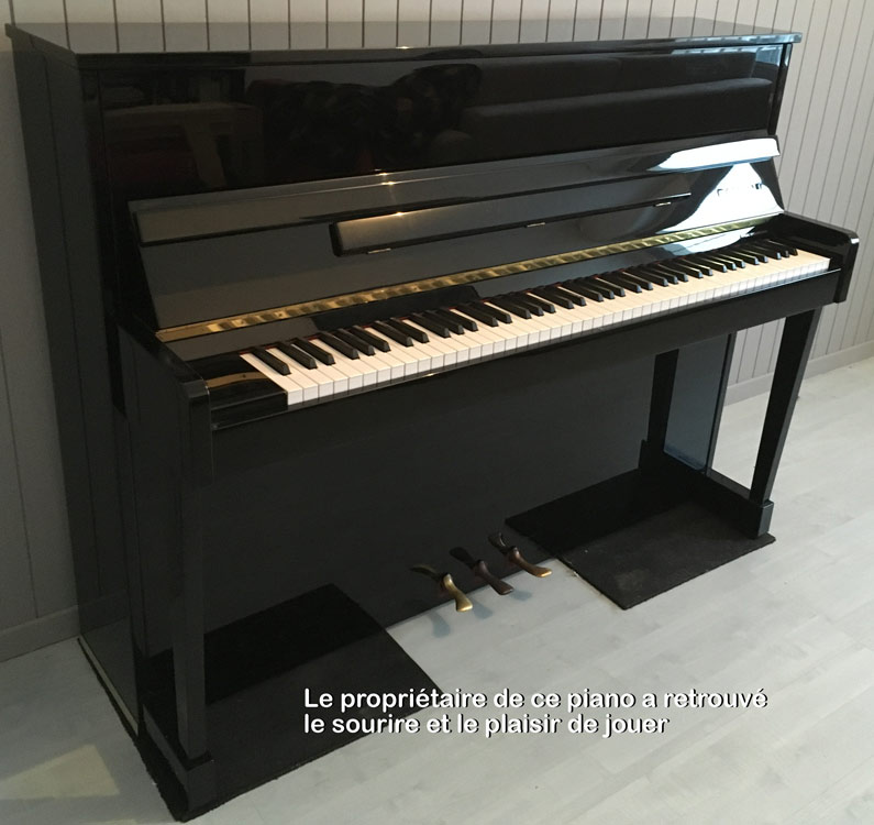 Piano Rameau après réparation du meuble endommagé lors d'un tranport