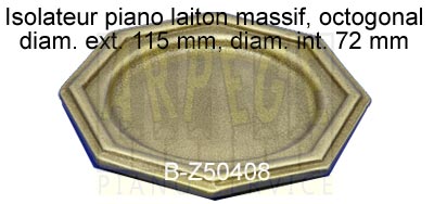Isolateur en laiton massif poli, pour piano, 65 mm, rond, diam. int. 55 mm - B-Z50425