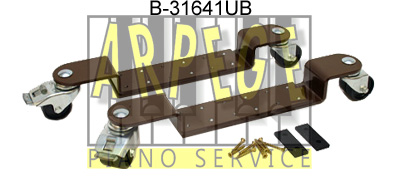  Roues à bridges couleur marron pour piano droit, réglables 250-410 mm, roues synthétiques, avec freins, max 240 kg, B-31641-Ub