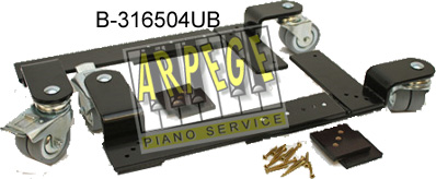 Roues caoutchouc à bridges noirs, piano droit avec consoles. Réglables jusqu'à 550 mm, hauteur 30 mm, avec freins, compatibles parquet. Réf. B-316504-Ub