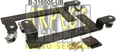 Roues à bridges noirs, pour piano droit, réglables jusqu'à 550 mm, roues synthétiques, avec freins, hauteur 30 mm. - Réf. B-316505-Ub