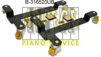 Roues à bridges noirs pour piano droit, réglables 250-410 mm, roues synthétiques sans frein, max. 240 kg. - Réf. B-31630-U
