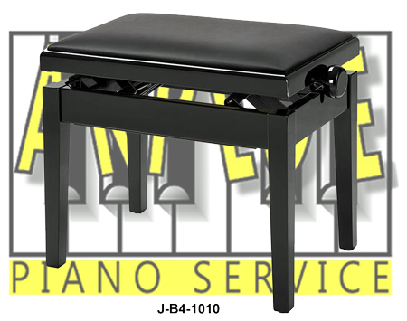 Banquette de piano, mecanique de concert, noir verni, pieds collés, ref J-B4-1010