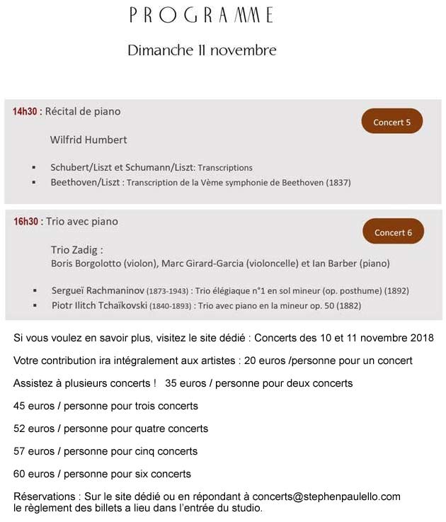 STEPHEN PAULELLO # JOURNEES MUSICALES- 11 novembre 2018