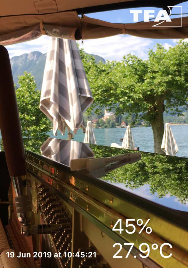 Piano les pieds dans l'eau à l'hotel Beau-Site à Talloires pour mariage, température et hygrométrie