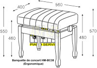 Banquettes de concert pour piano - mécanique double