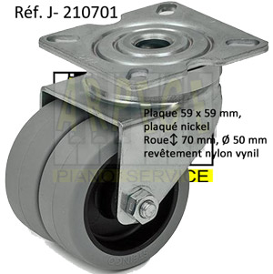 roulette de piano droit, nickelée - J-210450