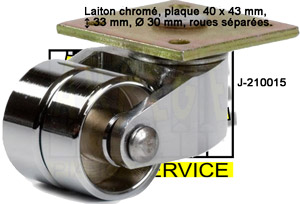 roulette double de piano droit, laiton chromé - J-210015