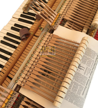 Mise en forme du jeu de tête de marteaux d'un piano à queue préalablement à l'harmonisation