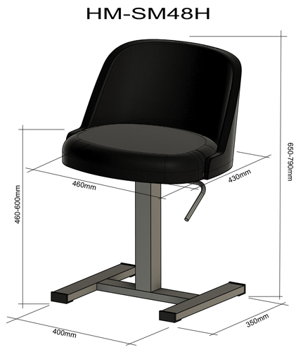 Banquette double, hydraulique pour piano - noir mat : H-BM4HL-BENCH