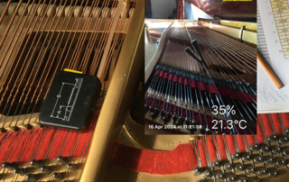 Mesure du plan de cordes d'un piano à queue ERARD, avant son remplacement par des jeux neufs de cordes filées et acier