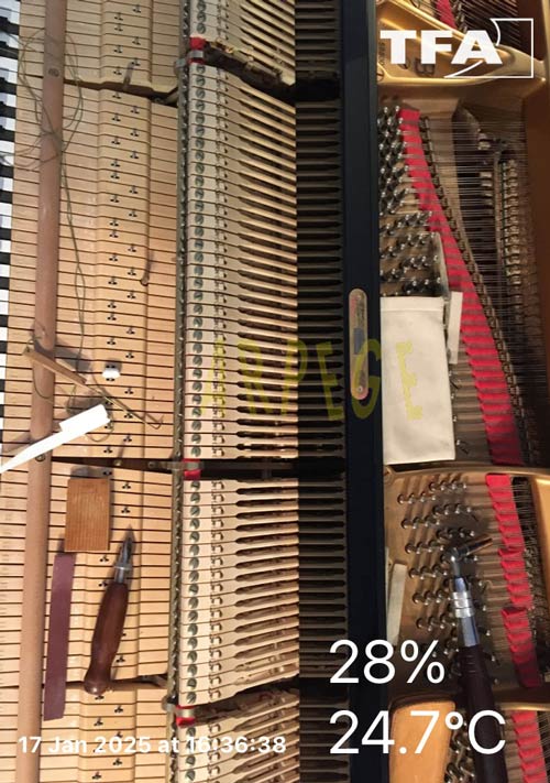 Préparation du piano Steinway B en vue du concert de Paul Ketterer, concert piano solo à Dingy Saint Clair le 18 janvier 2025