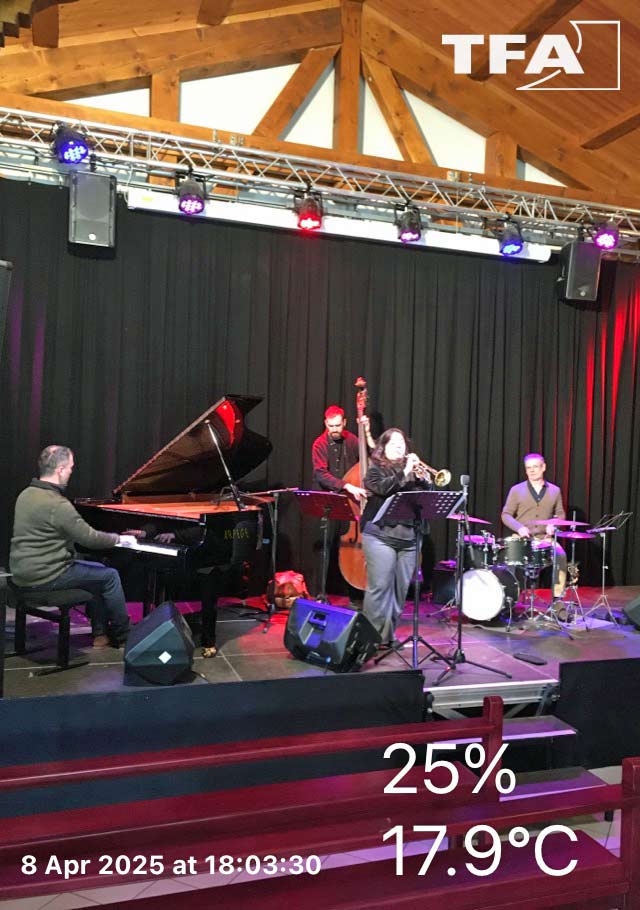 Concert à val Thorens du Fabrice TAREL et Alexandra RIDOUT Quartet, température et hygrométrie
