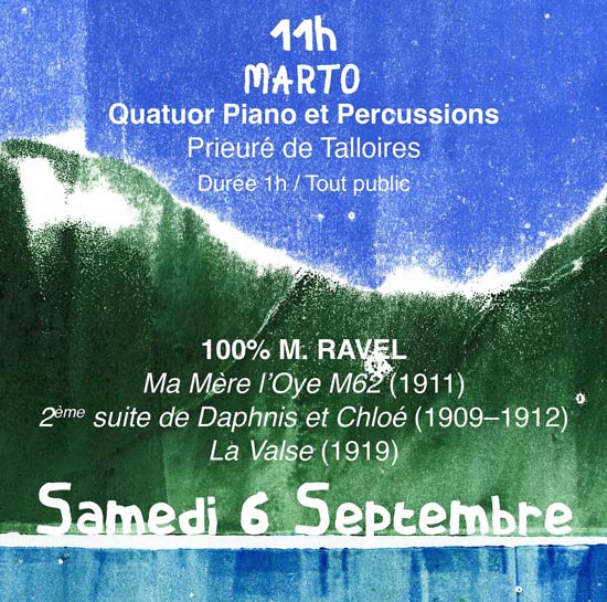 100% RAVEL: Aude-Liesse MICHEL & Ezequiel CASTRO, piano Félix LECLERC & Louis DOMALLAIN, percussions