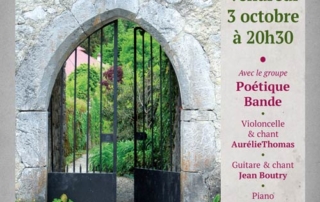 "Poétique Bande" au Prieuré de Talloires vendredi 3 octobre à 20h30: Aurélie Thomas, Jean Boutry, Paul Ketterer et Michèle Curot... un violoncelle, une guitare, un piano et trois voix pour dire et chanter la poésie