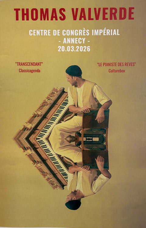 Affiche concert de Thomas Valverde, au Centre des Congrès d'Annecy, Impérial Palace, le 20 mars 2026, dans le cadre de sa tournée européenne "Polka Tour