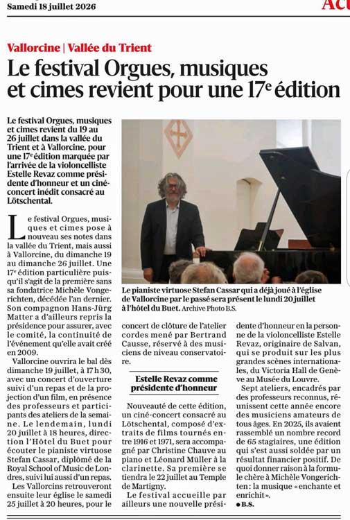 Festival Orgues, Musiques et Cimes, 17ème édition